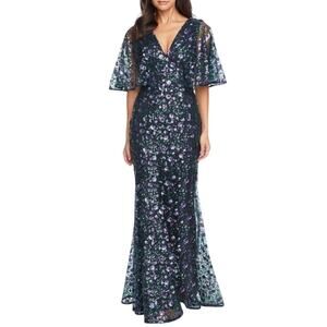 Dress the Population Black and Purple Sequin Maxi Dress